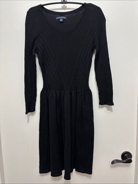 American Eagle Sz M Black Rib-Knit Long Sleeve Dress - Classic Women's Dress